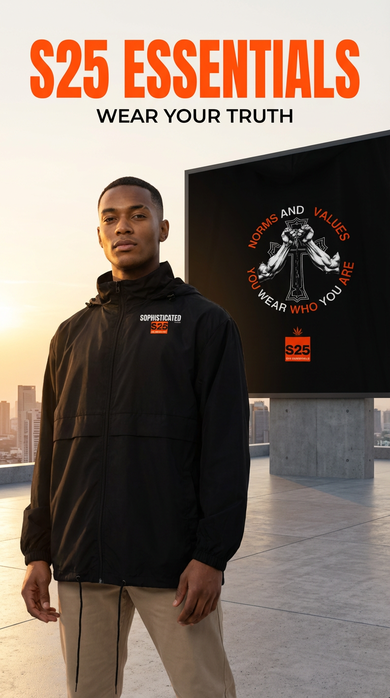 S25 Essentials Norms and Values windbreaker