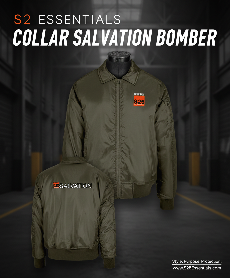 S25 Essentials Salavation collar bomber green