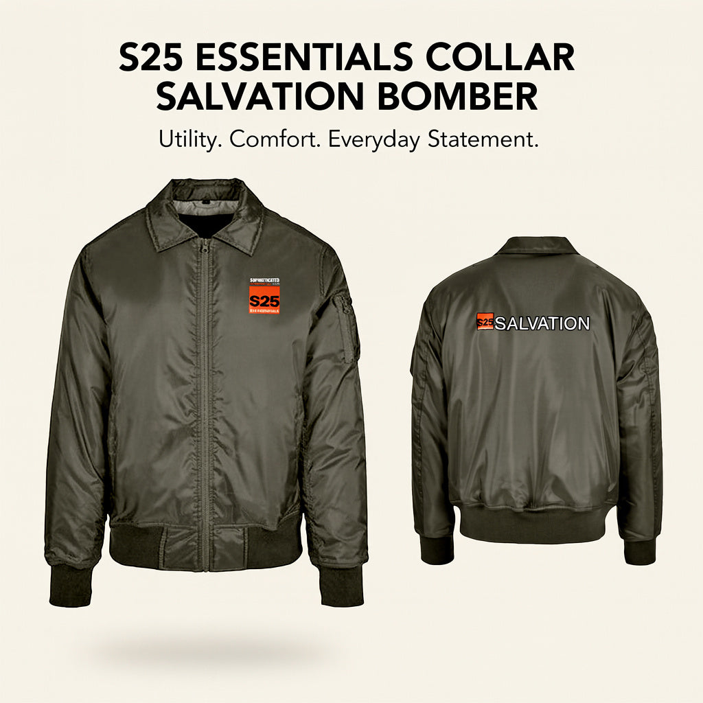 S25 Essentials Salavation collar bomber green